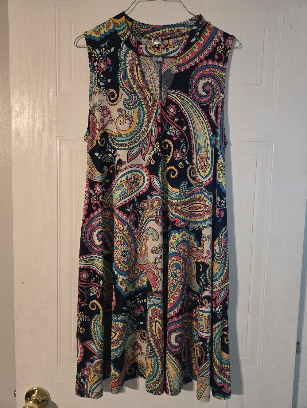 Paisley Midi Swing Dress - Navy Multi